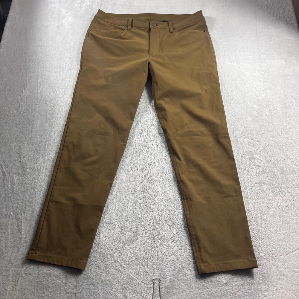 Lululemon Commission Pant Slim 34 Brown Mens Technical Trousers LM5971S